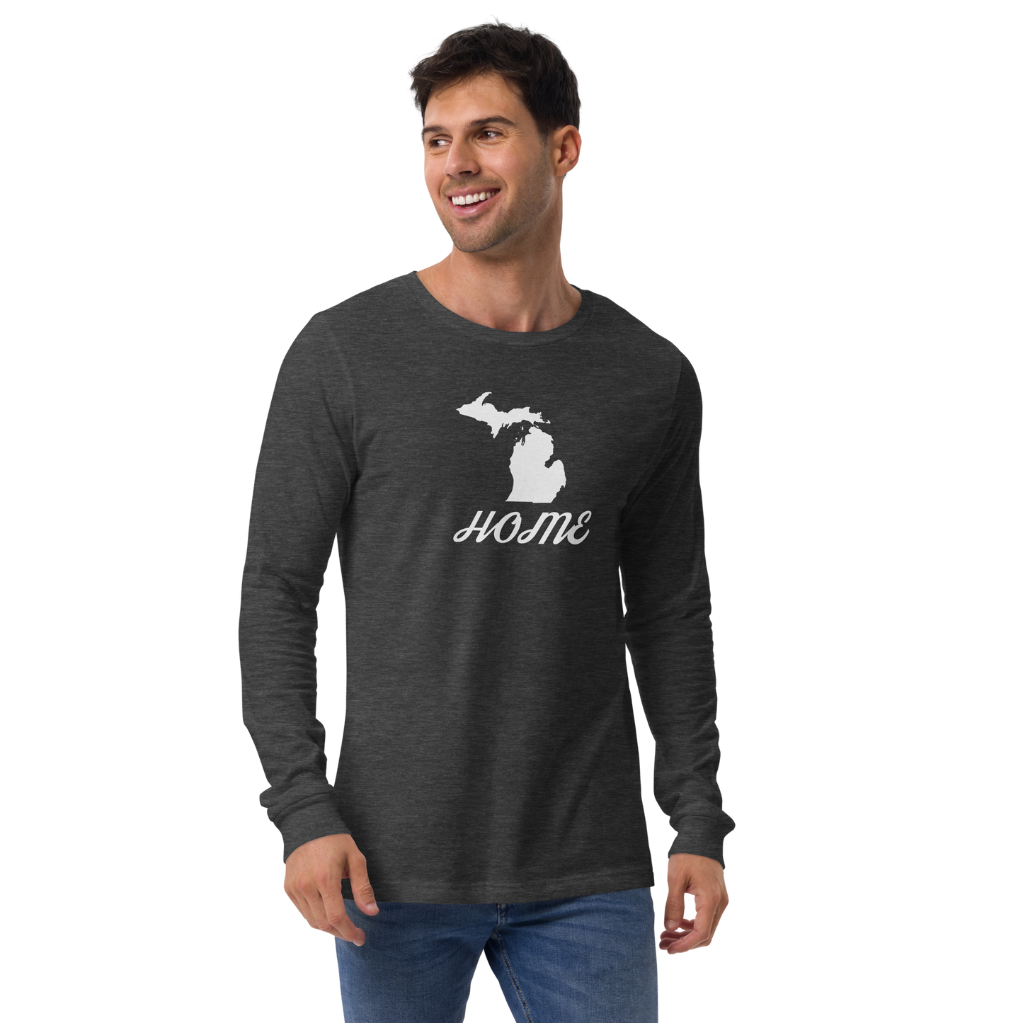 Michigan 'Home' T-Shirt (Retro Script Font) | Unisex Long Sleeve