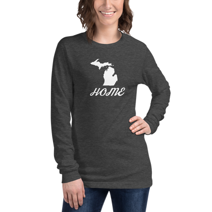 Michigan 'Home' T-Shirt (Retro Script Font) | Unisex Long Sleeve