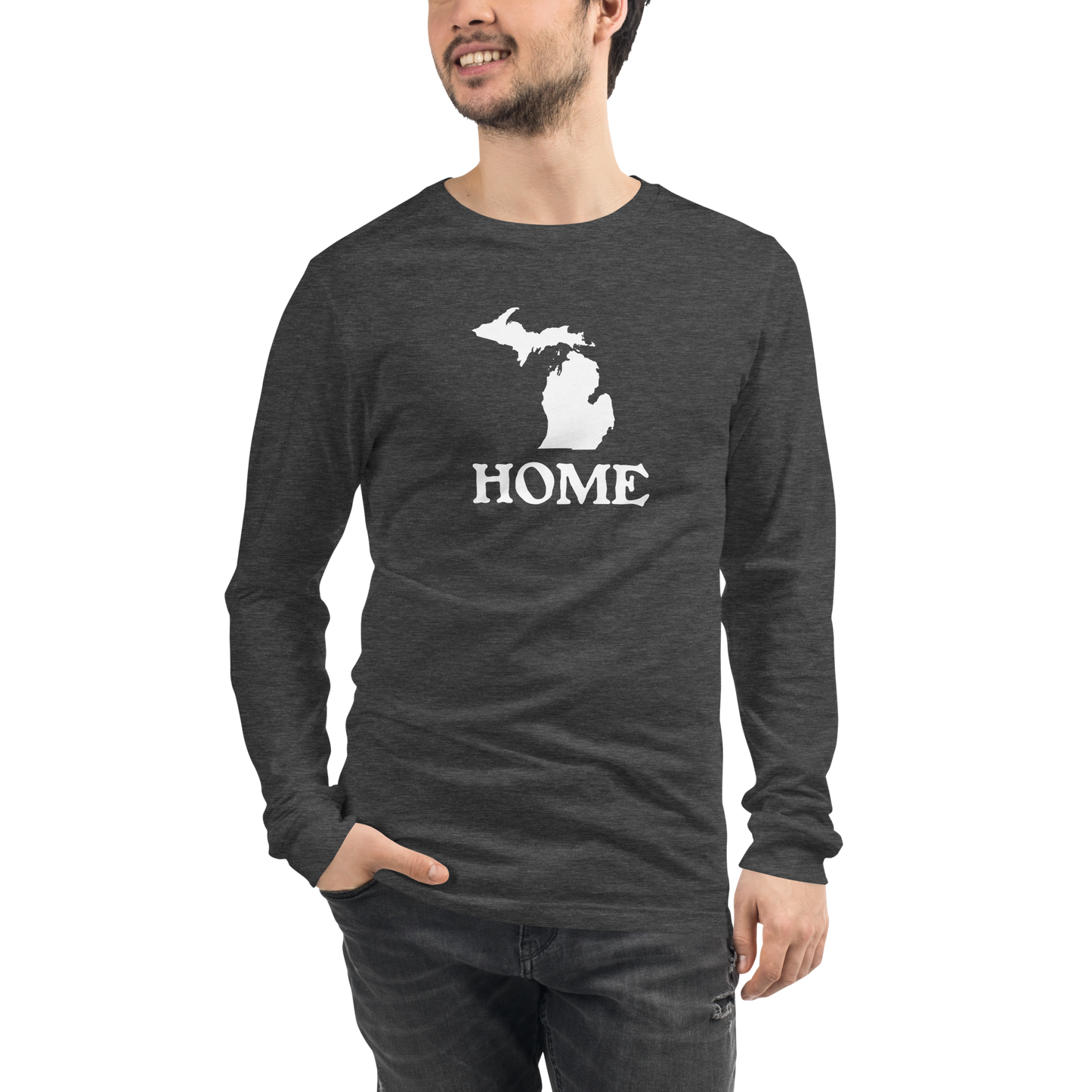 Michigan 'Home' T-Shirt (Woodcut Font) | Unisex Long Sleeve