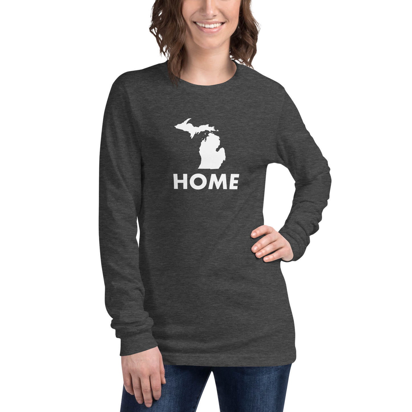 Michigan 'Home' T-Shirt (Geometric Sans Font) | Unisex Long Sleeve