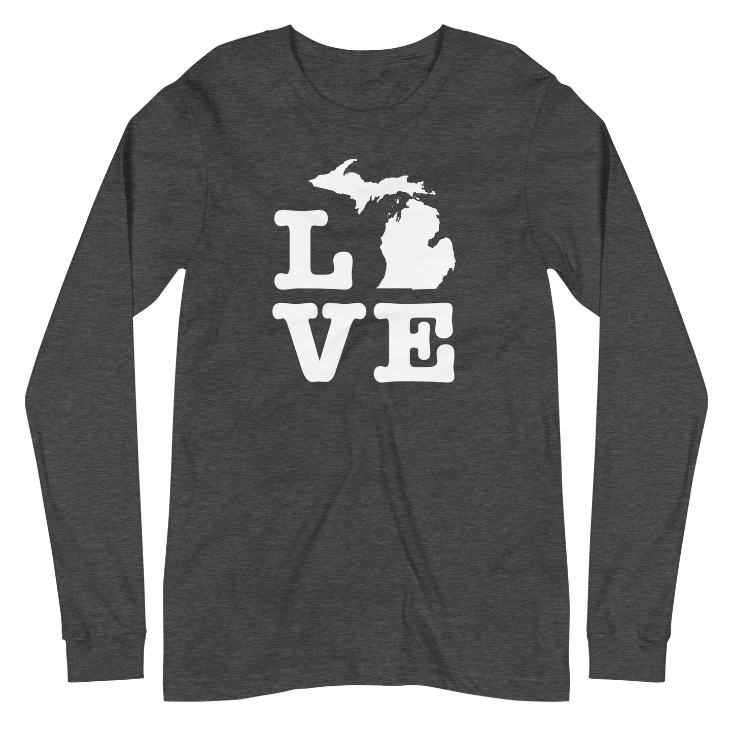 Michigan 'Love' T-Shirt (Typewriter Font) | Unisex Long Sleeve