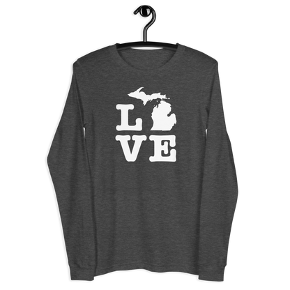 Michigan 'Love' T-Shirt (Typewriter Font) | Unisex Long Sleeve