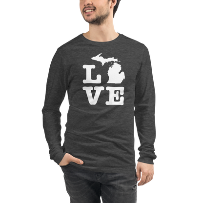 Michigan 'Love' T-Shirt (Typewriter Font) | Unisex Long Sleeve