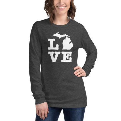 Michigan 'Love' T-Shirt (Typewriter Font) | Unisex Long Sleeve