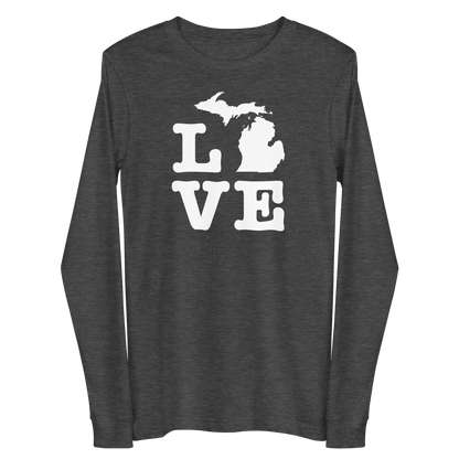 Michigan 'Love' T-Shirt (Typewriter Font) | Unisex Long Sleeve