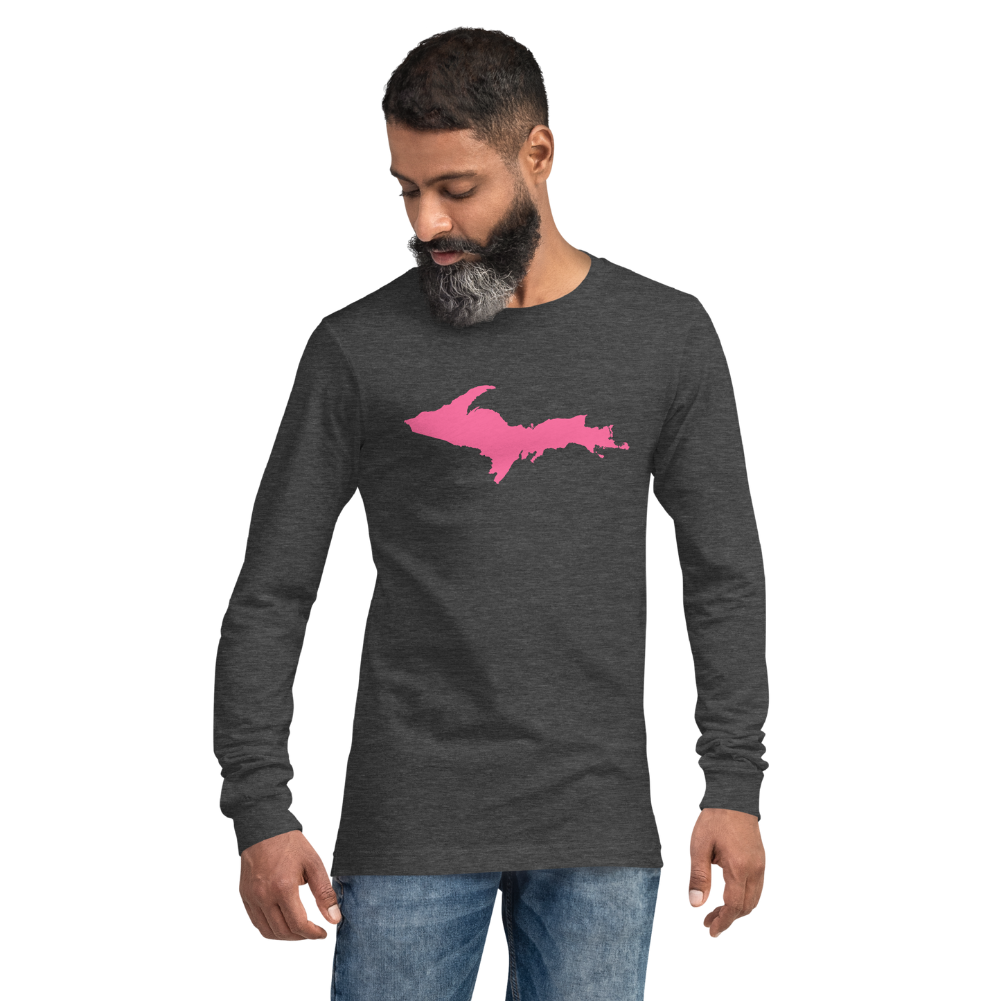 Michigan Upper Peninsula T-Shirt (w/ Pink UP Outline) | Unisex Long Sleeve