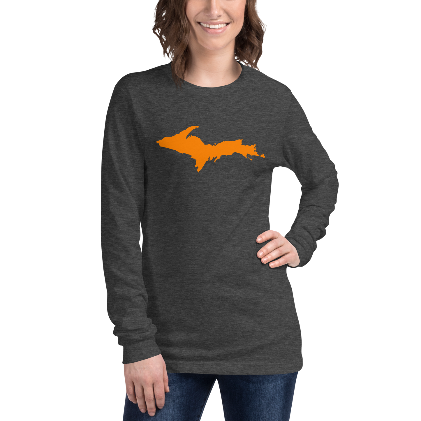 Michigan Upper Peninsula T-Shirt (w/ Orange UP Outline) | Unisex Long Sleeve