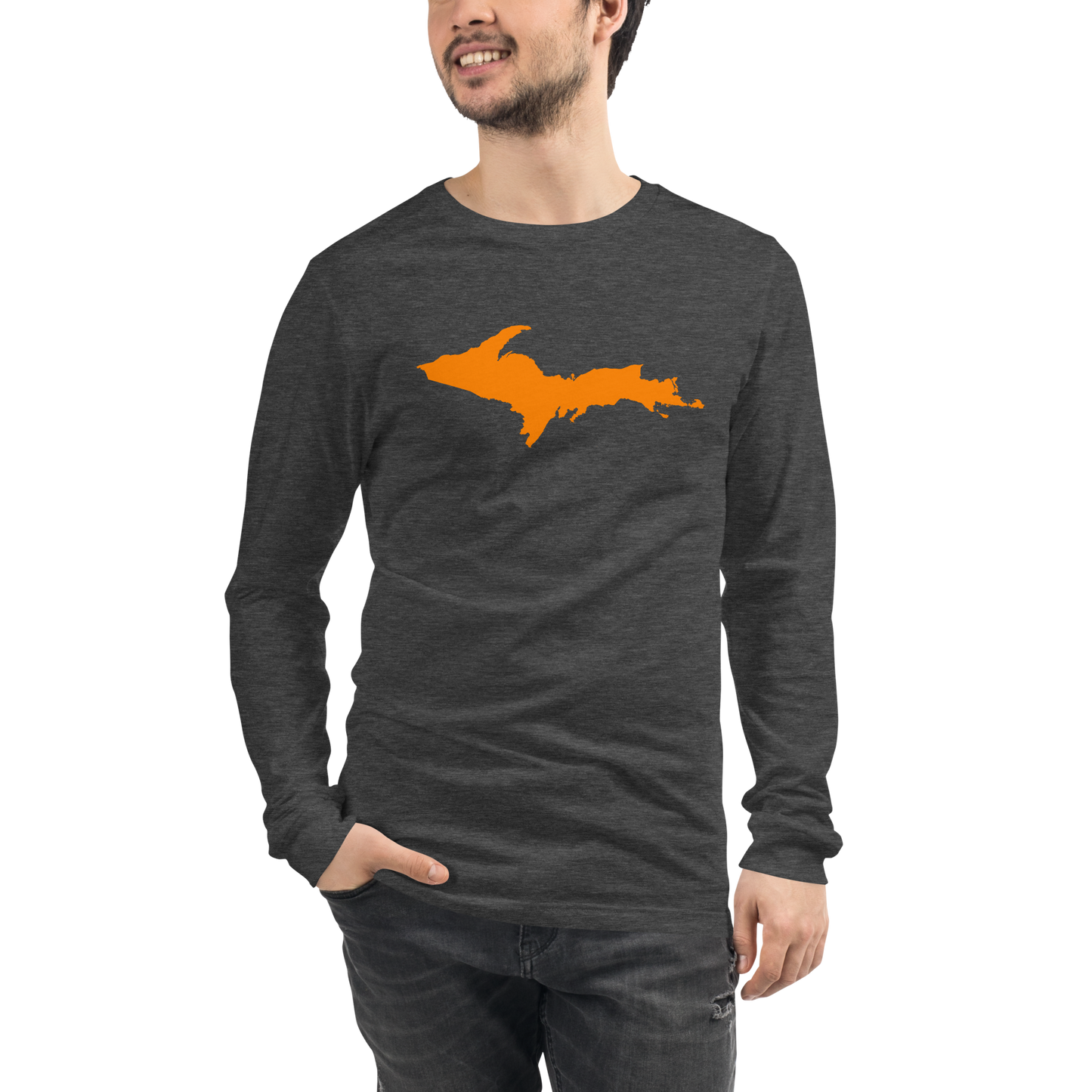 Michigan Upper Peninsula T-Shirt (w/ Orange UP Outline) | Unisex Long Sleeve