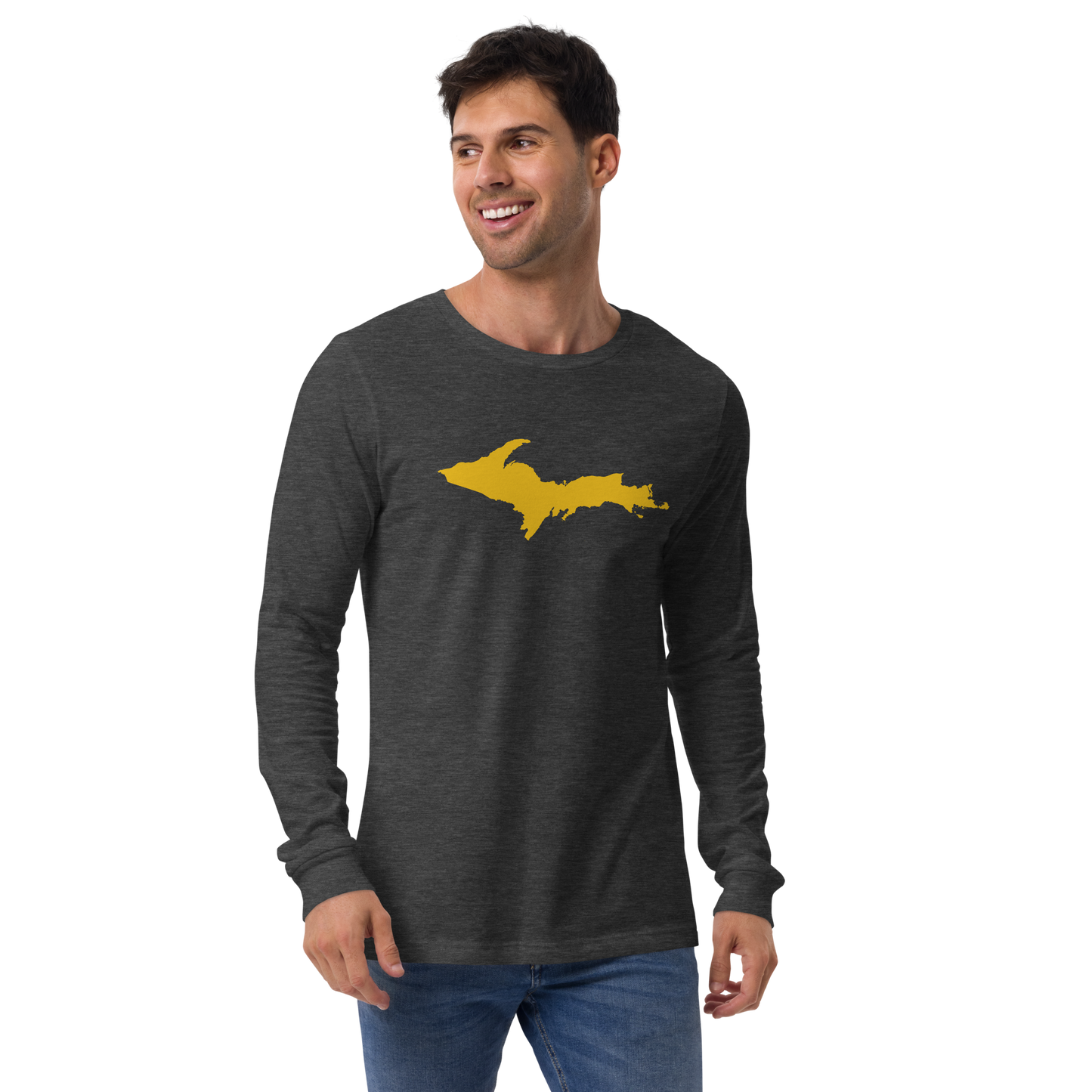 Michigan Upper Peninsula T-Shirt (w/ Gold UP Outline) | Unisex Long Sleeve