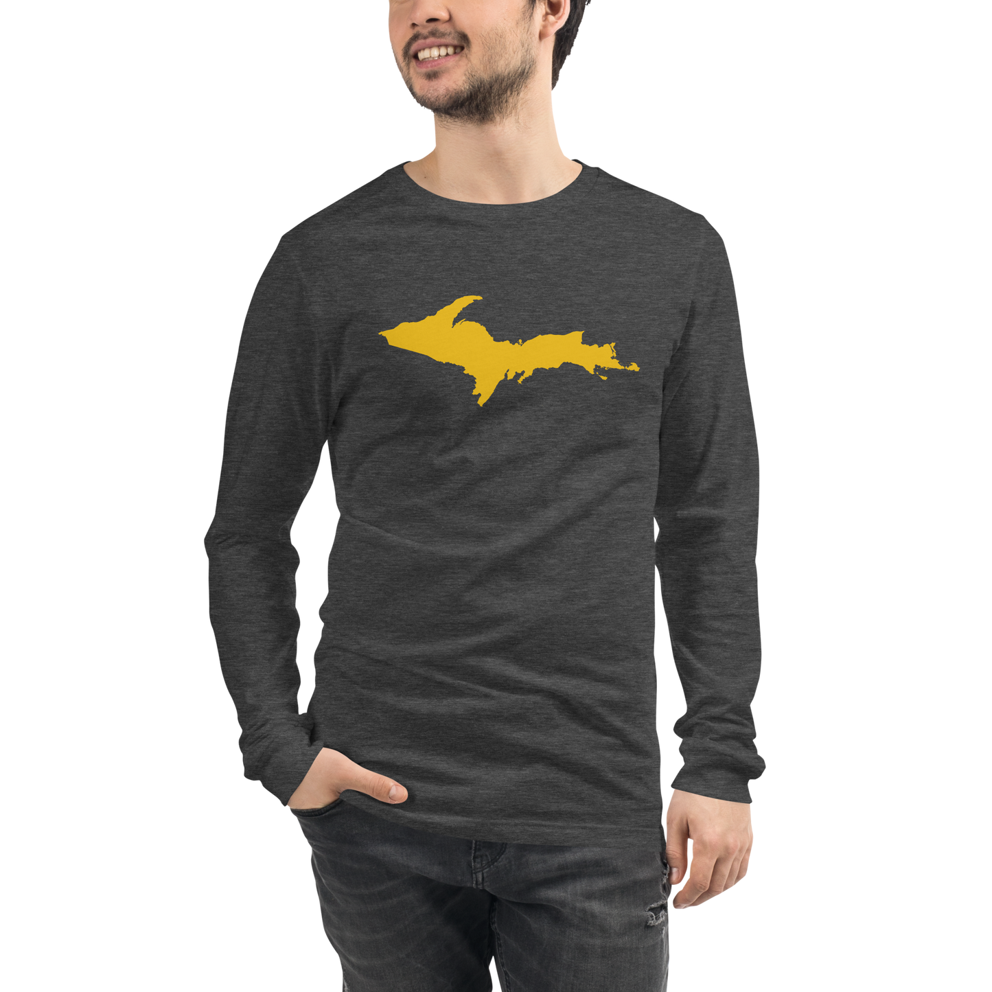 Michigan Upper Peninsula T-Shirt (w/ Gold UP Outline) | Unisex Long Sleeve