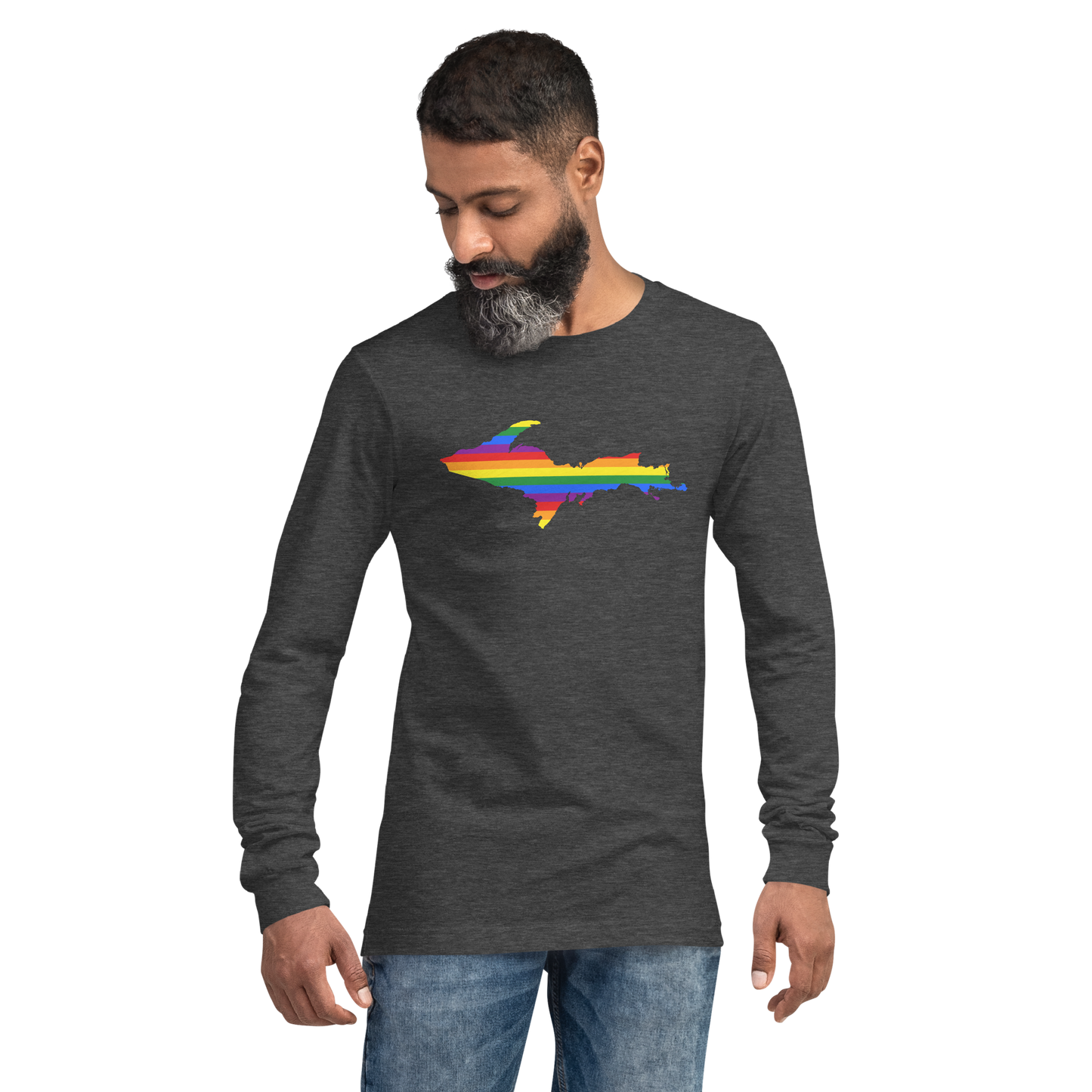 Michigan Upper Peninsula T-Shirt (w/ UP Pride Flag Outline) | Unisex Long Sleeve