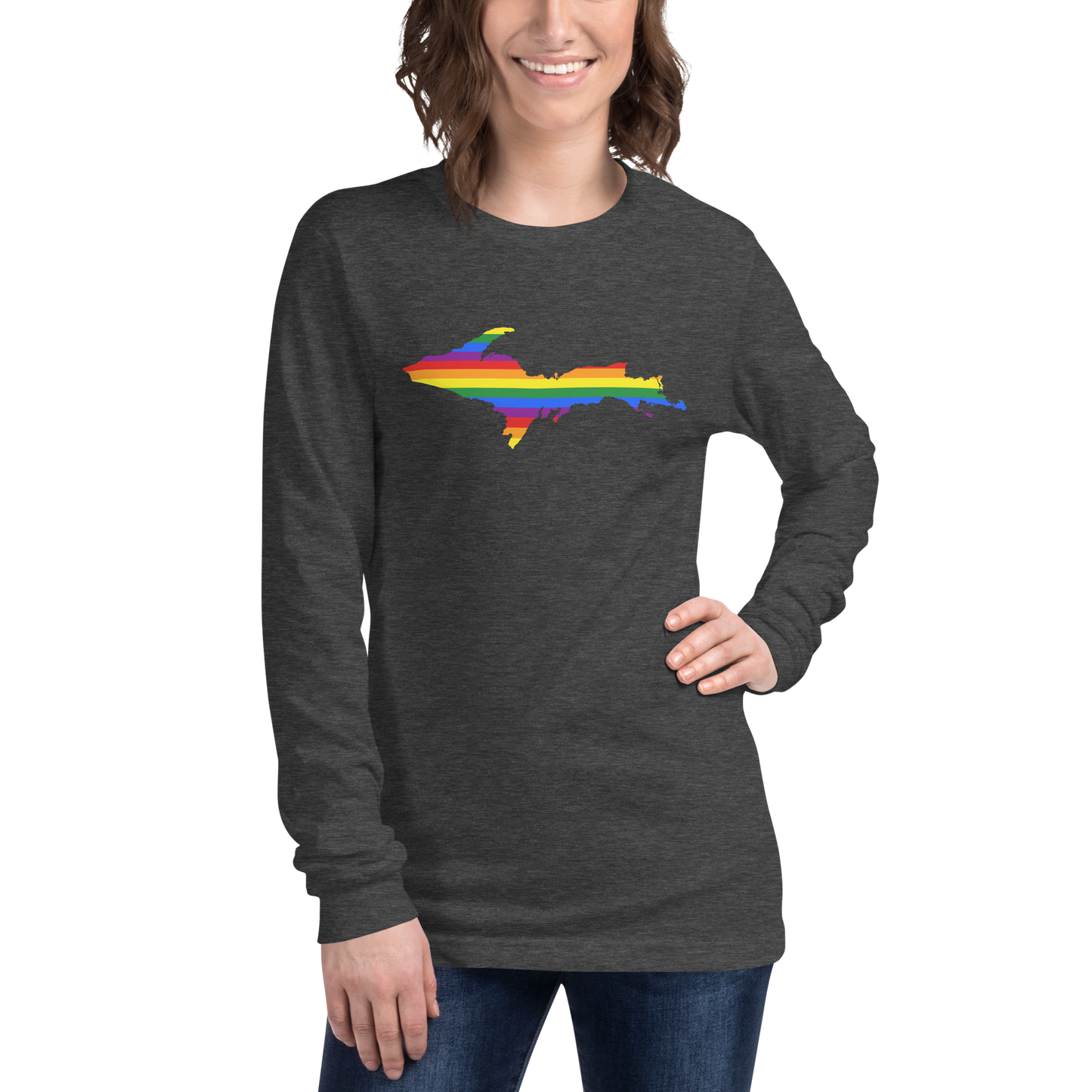 Michigan Upper Peninsula T-Shirt (w/ UP Pride Flag Outline) | Unisex Long Sleeve