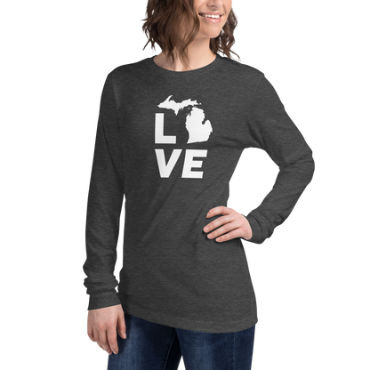 Michigan 'Love' T-Shirt (Geometric Sans Font) | Unisex Long Sleeve