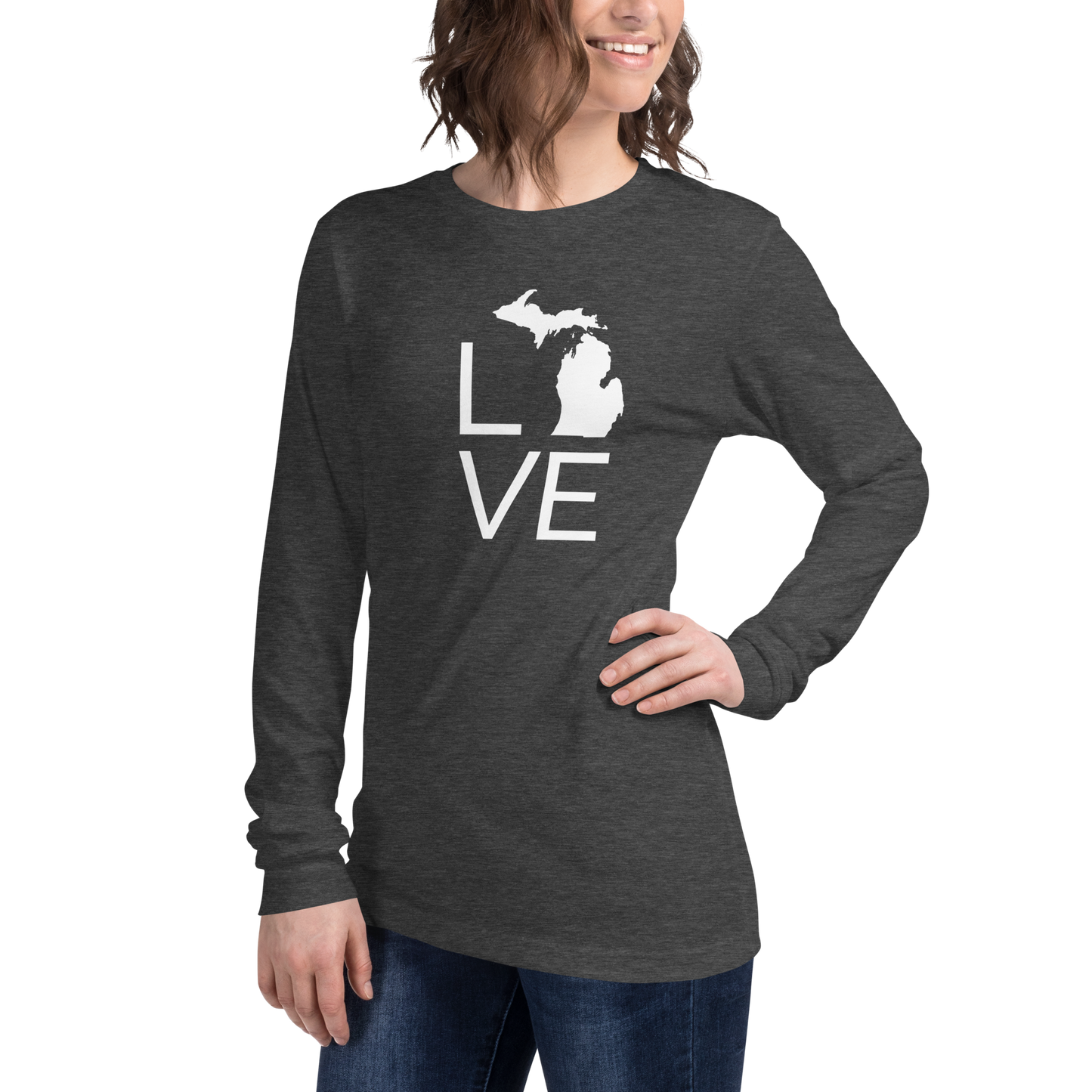 Michigan 'Love' T-Shirt (Thin Sans Font) | Unisex Long Sleeve