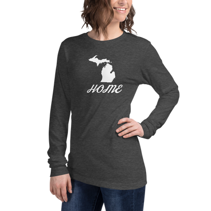 Michigan 'Home' T-Shirt (Retro Script Font) | Unisex Long Sleeve