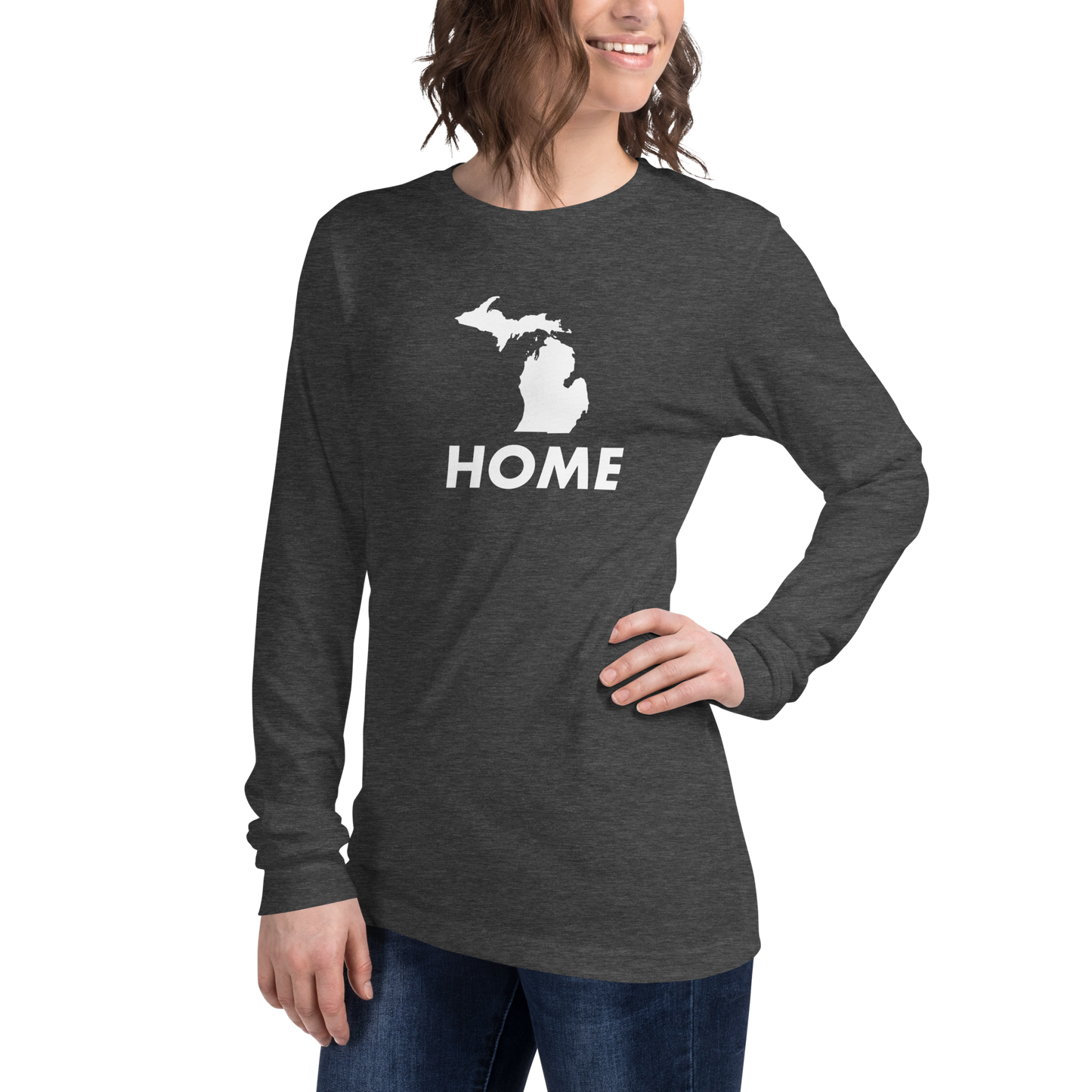 Michigan 'Home' T-Shirt (Geometric Sans Font) | Unisex Long Sleeve