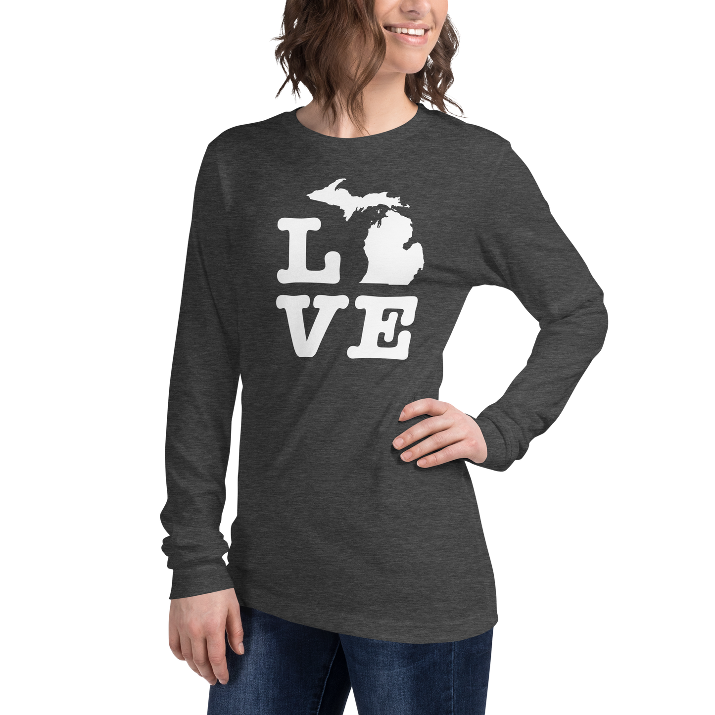 Michigan 'Love' T-Shirt (Typewriter Font) | Unisex Long Sleeve