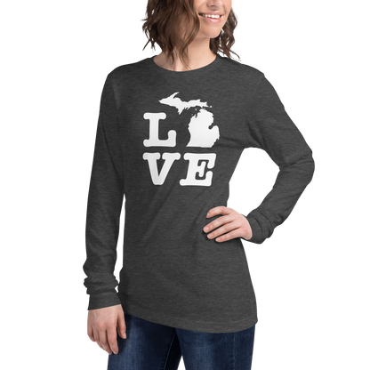 Michigan 'Love' T-Shirt (Typewriter Font) | Unisex Long Sleeve