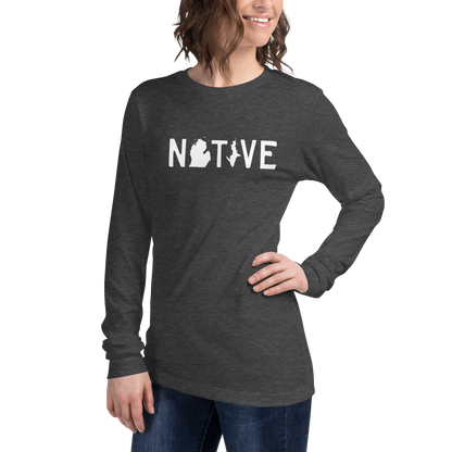 Michigan 'Native' T-Shirt (Licence Plate Font) | Unisex Long Sleeve