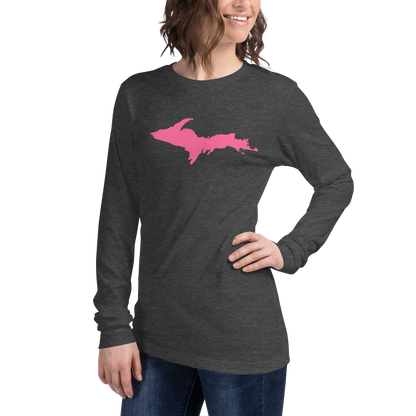 Michigan Upper Peninsula T-Shirt (w/ Pink UP Outline) | Unisex Long Sleeve