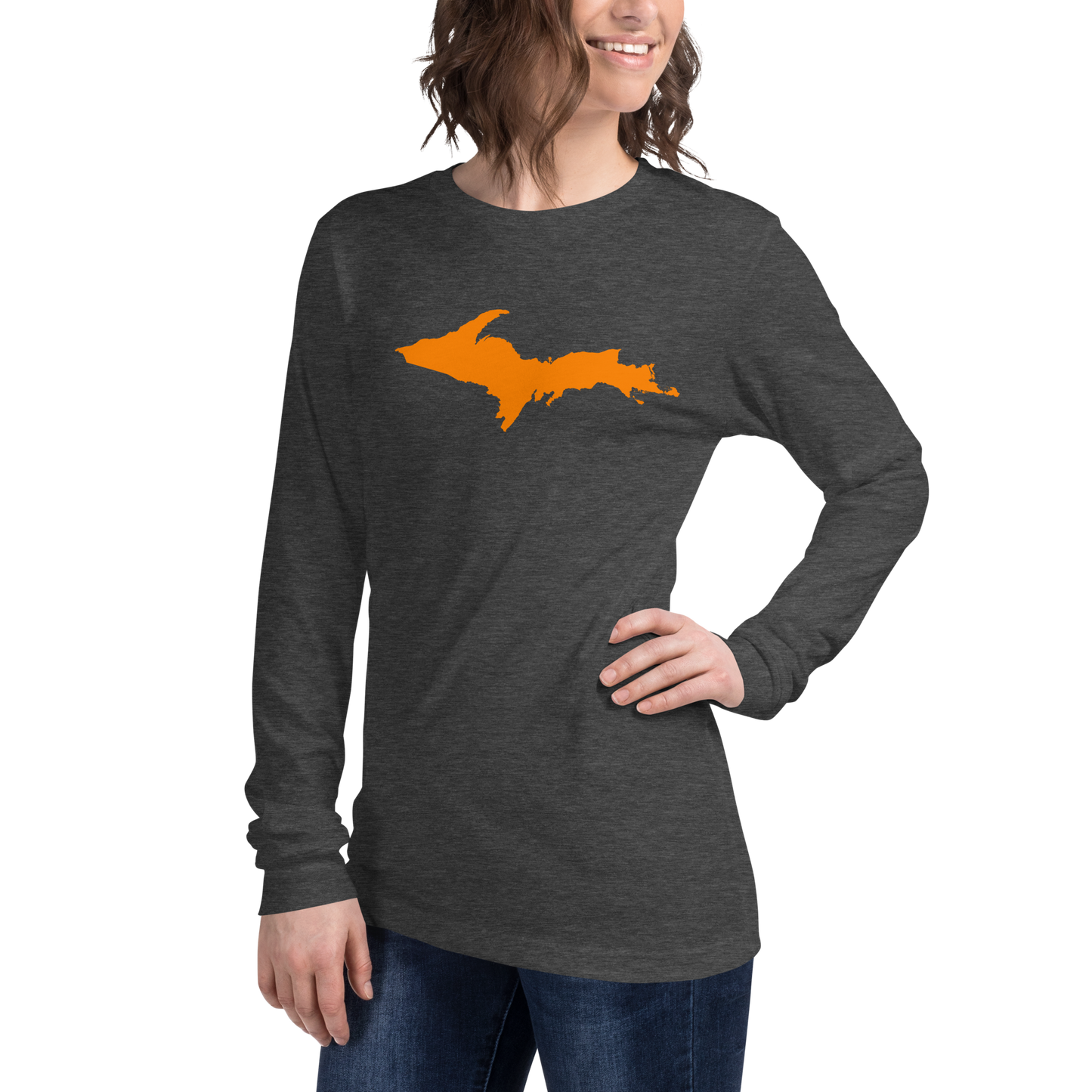 Michigan Upper Peninsula T-Shirt (w/ Orange UP Outline) | Unisex Long Sleeve