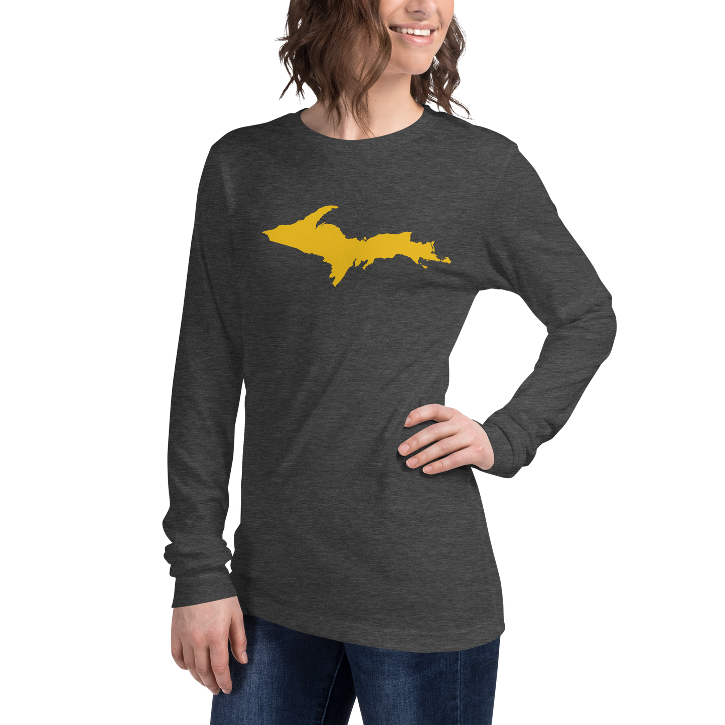 Michigan Upper Peninsula T-Shirt (w/ Gold UP Outline) | Unisex Long Sleeve