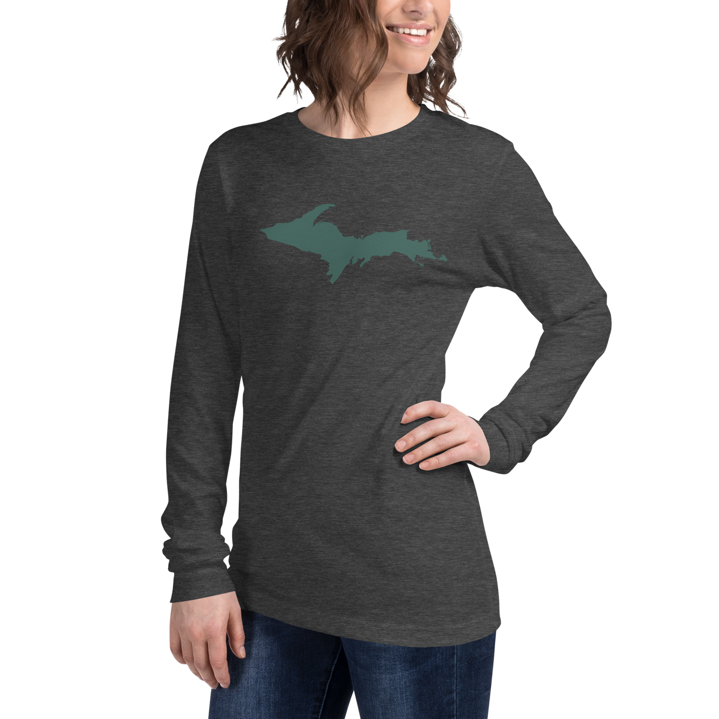 Michigan Upper Peninsula T-Shirt (w/ Green UP Outline) | Unisex Long Sleeve