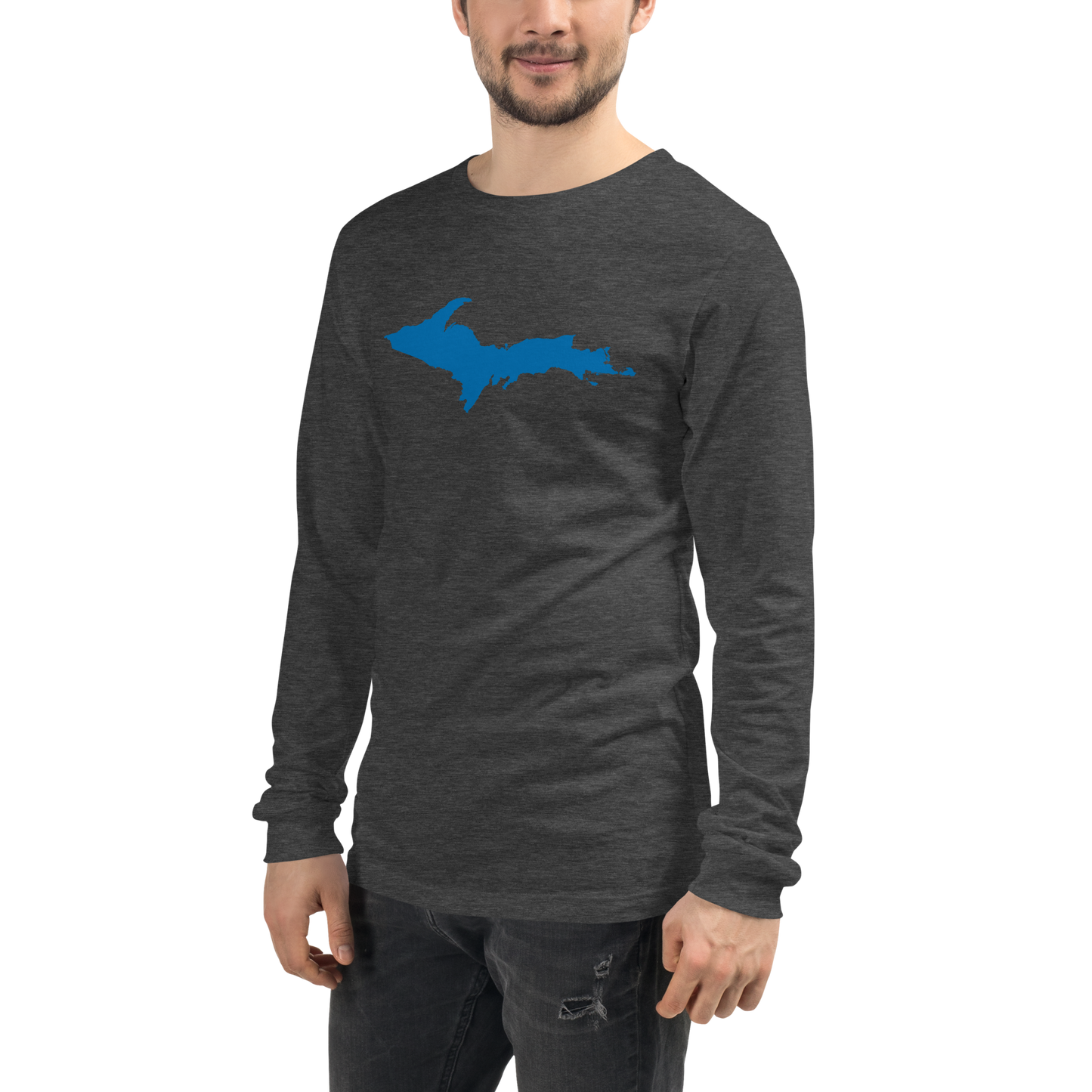 Michigan Upper Peninsula T-Shirt (w/ Azure UP Outline) | Unisex Long Sleeve