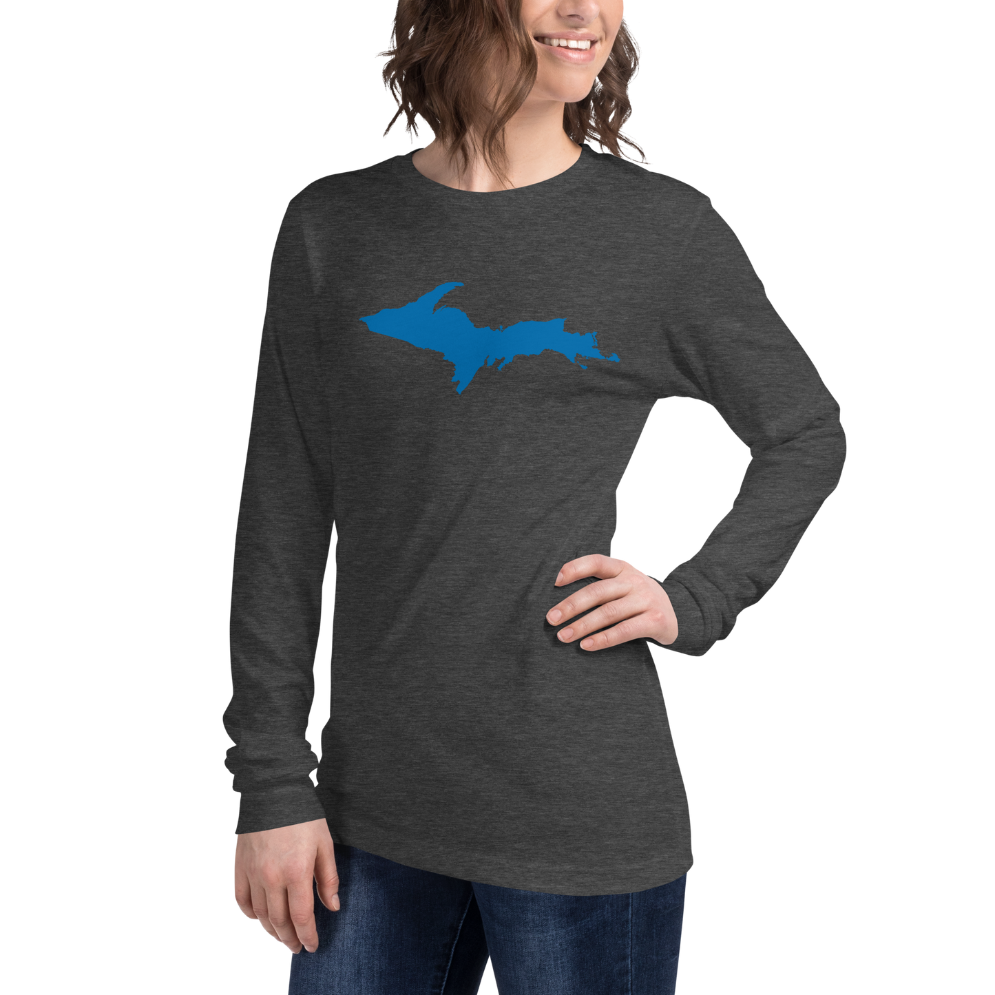 Michigan Upper Peninsula T-Shirt (w/ Azure UP Outline) | Unisex Long Sleeve