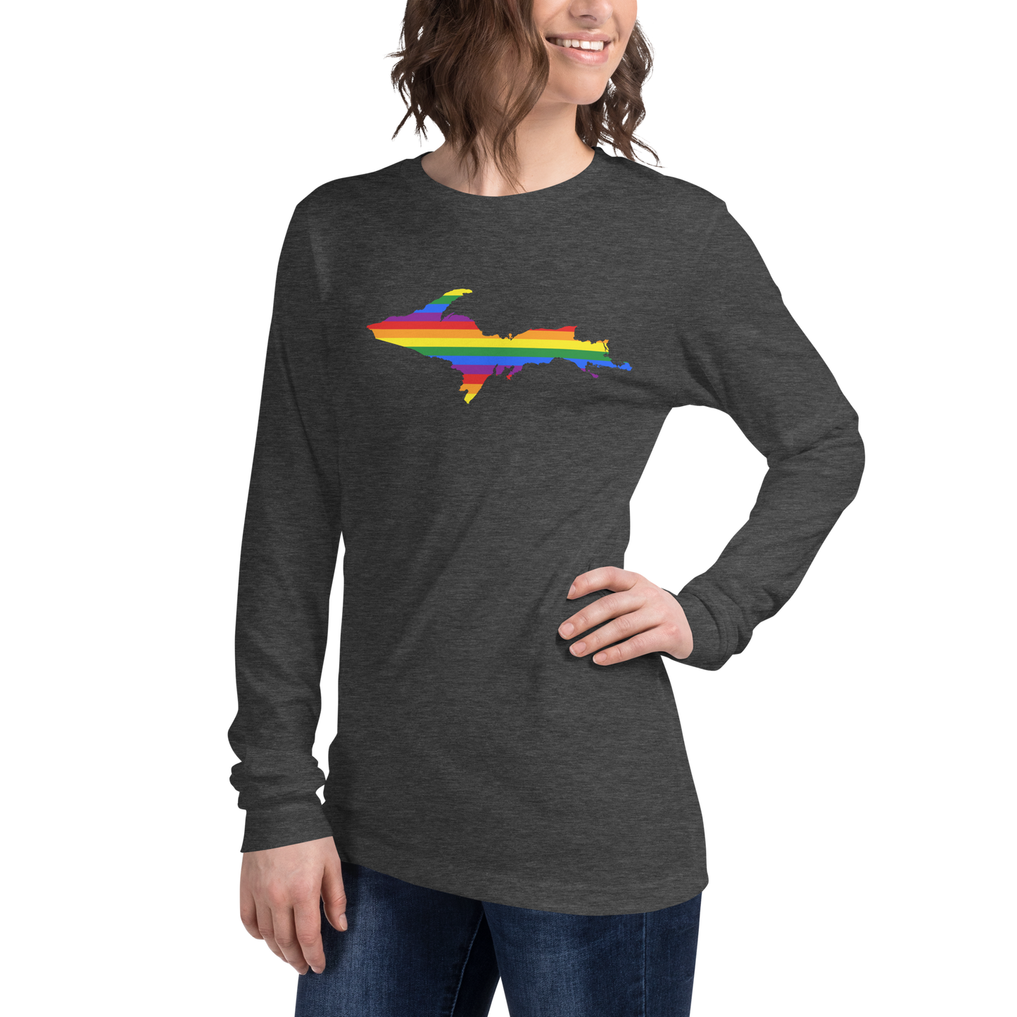 Michigan Upper Peninsula T-Shirt (w/ UP Pride Flag Outline) | Unisex Long Sleeve