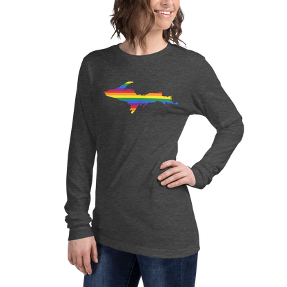 Michigan Upper Peninsula T-Shirt (w/ UP Pride Flag Outline) | Unisex Long Sleeve