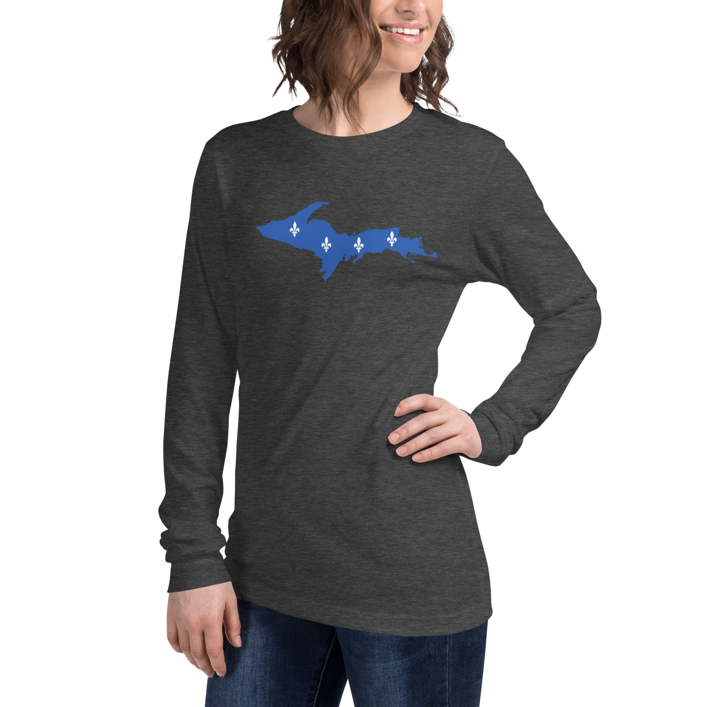 Michigan Upper Peninsula T-Shirt (w/ UP Quebec Flag Outline) | Unisex Long Sleeve