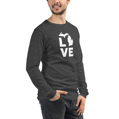 Michigan 'Love' T-Shirt (Geometric Sans Font) | Unisex Long Sleeve