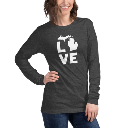 Michigan 'Love' T-Shirt (Geometric Sans Font) | Unisex Long Sleeve