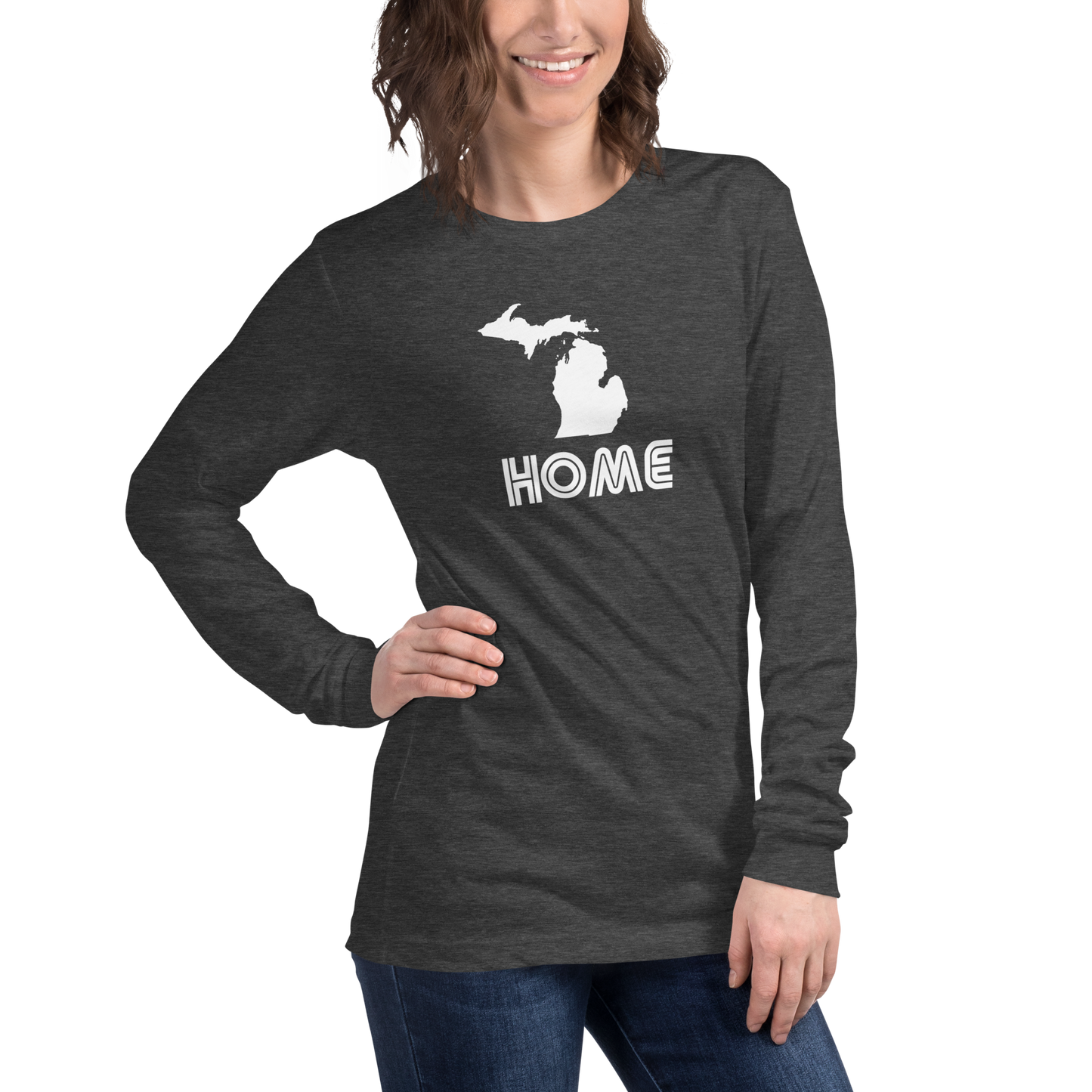 Michigan 'Home' T-Shirt (1970s Audiophile Font) | Unisex Long Sleeve