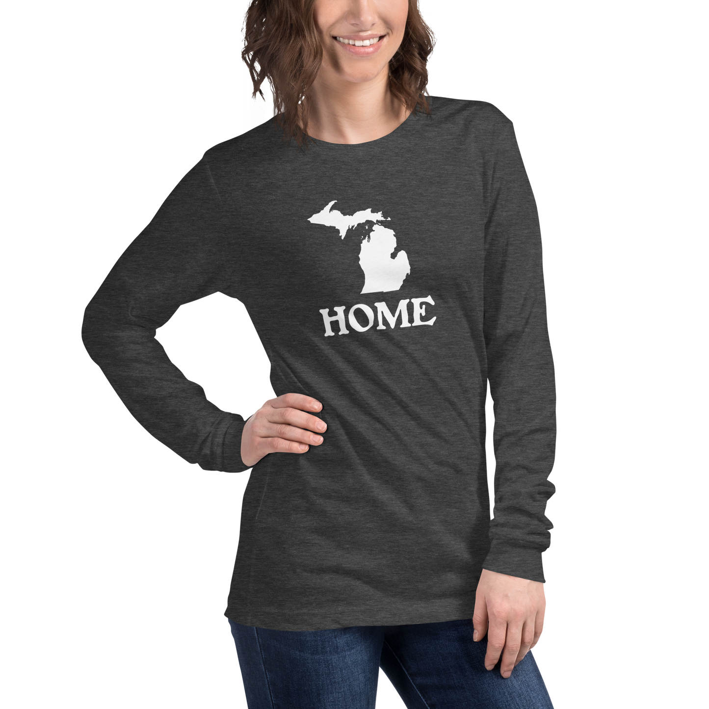 Michigan 'Home' T-Shirt (Woodcut Font) | Unisex Long Sleeve