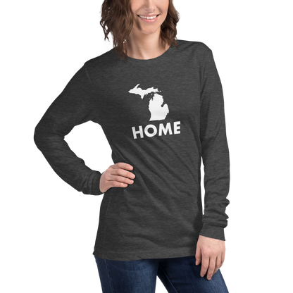 Michigan 'Home' T-Shirt (Geometric Sans Font) | Unisex Long Sleeve