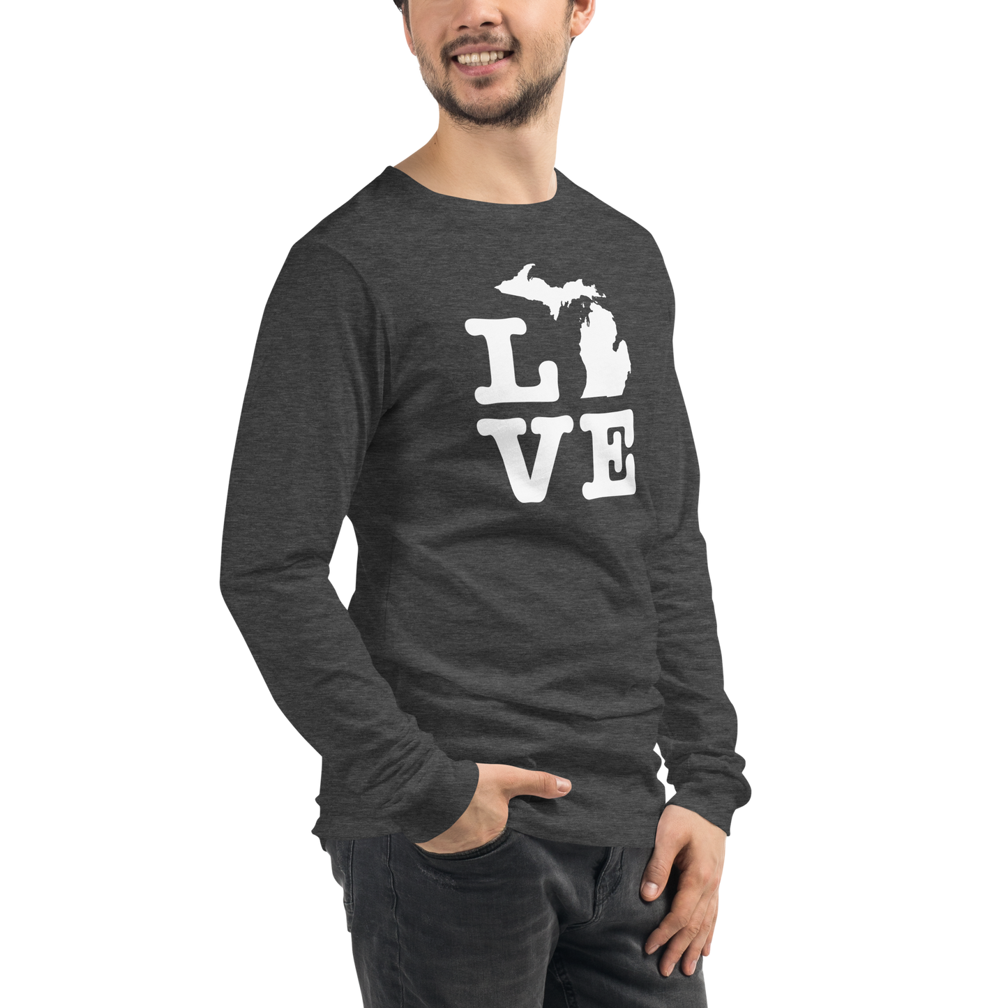 Michigan 'Love' T-Shirt (Typewriter Font) | Unisex Long Sleeve