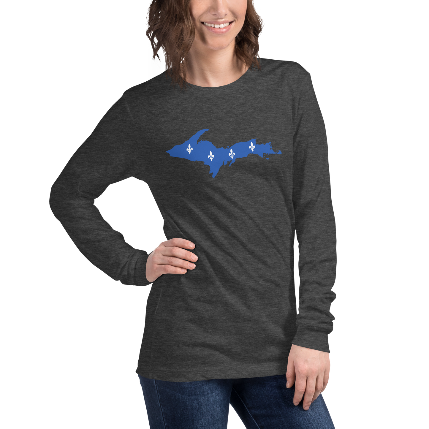 Michigan Upper Peninsula T-Shirt (w/ UP Quebec Flag Outline) | Unisex Long Sleeve