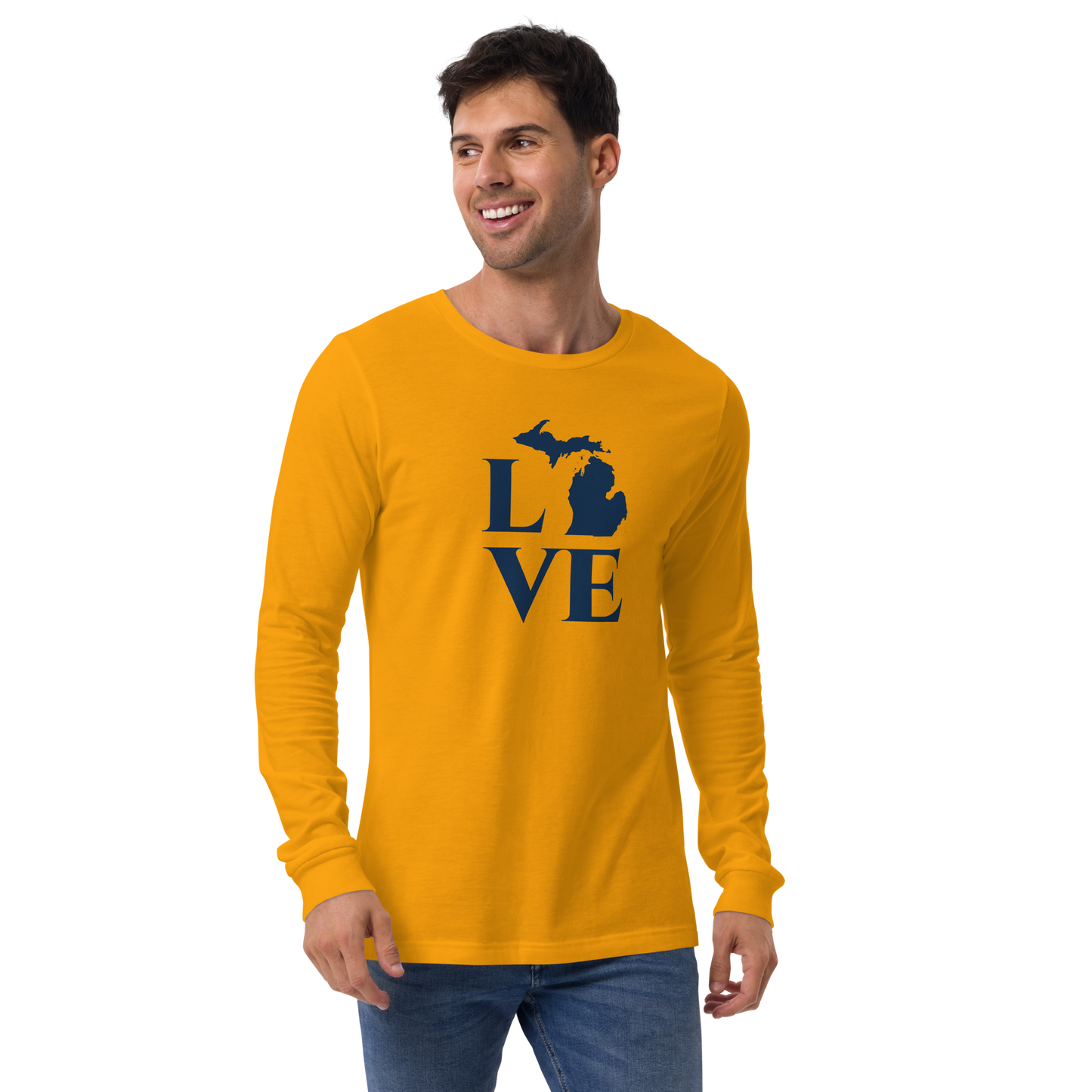 Michigan 'Love' T-Shirt (Roman Serif Font) | Unisex Long Sleeve