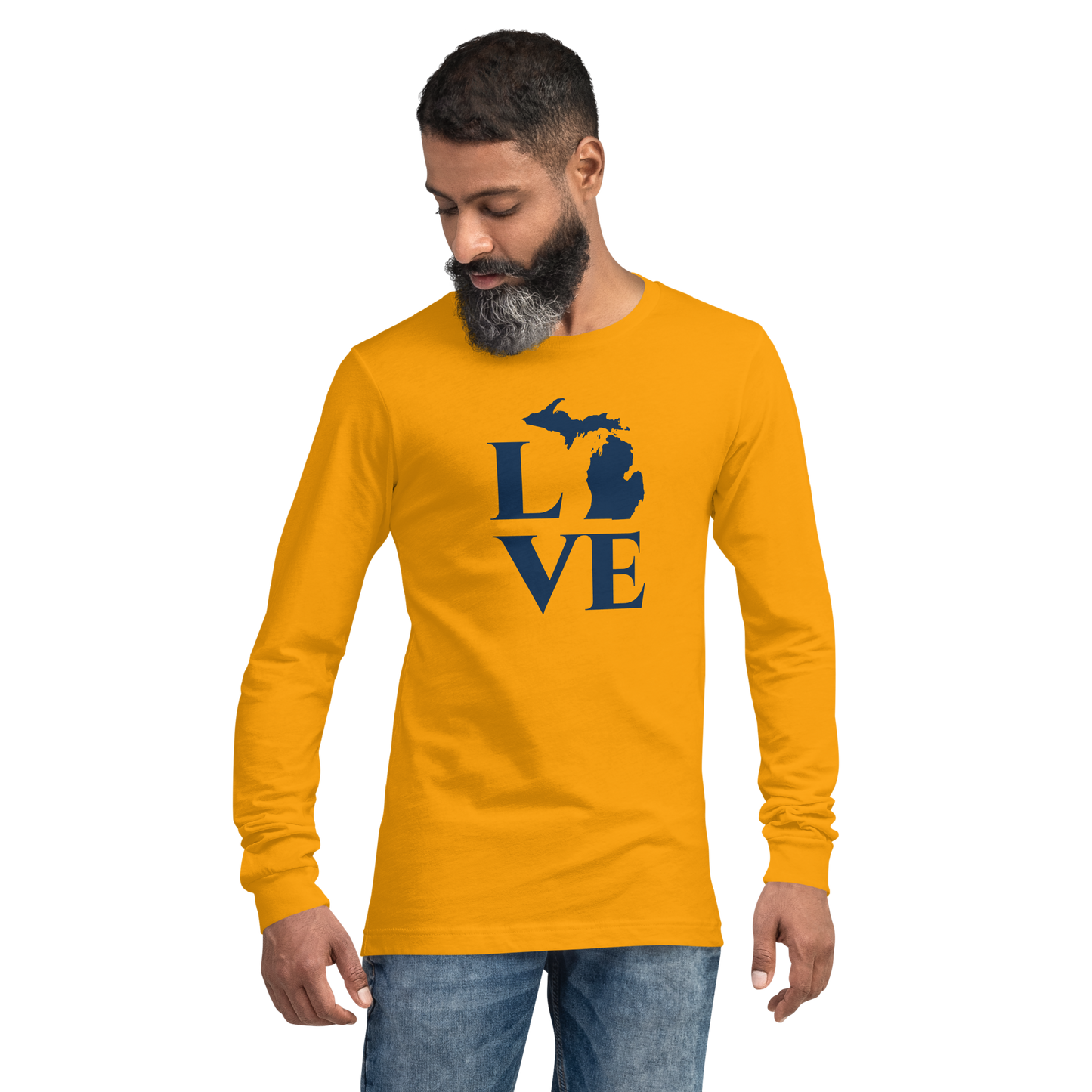 Michigan 'Love' T-Shirt (Roman Serif Font) | Unisex Long Sleeve