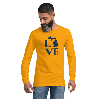 Michigan 'Love' T-Shirt (Roman Serif Font) | Unisex Long Sleeve