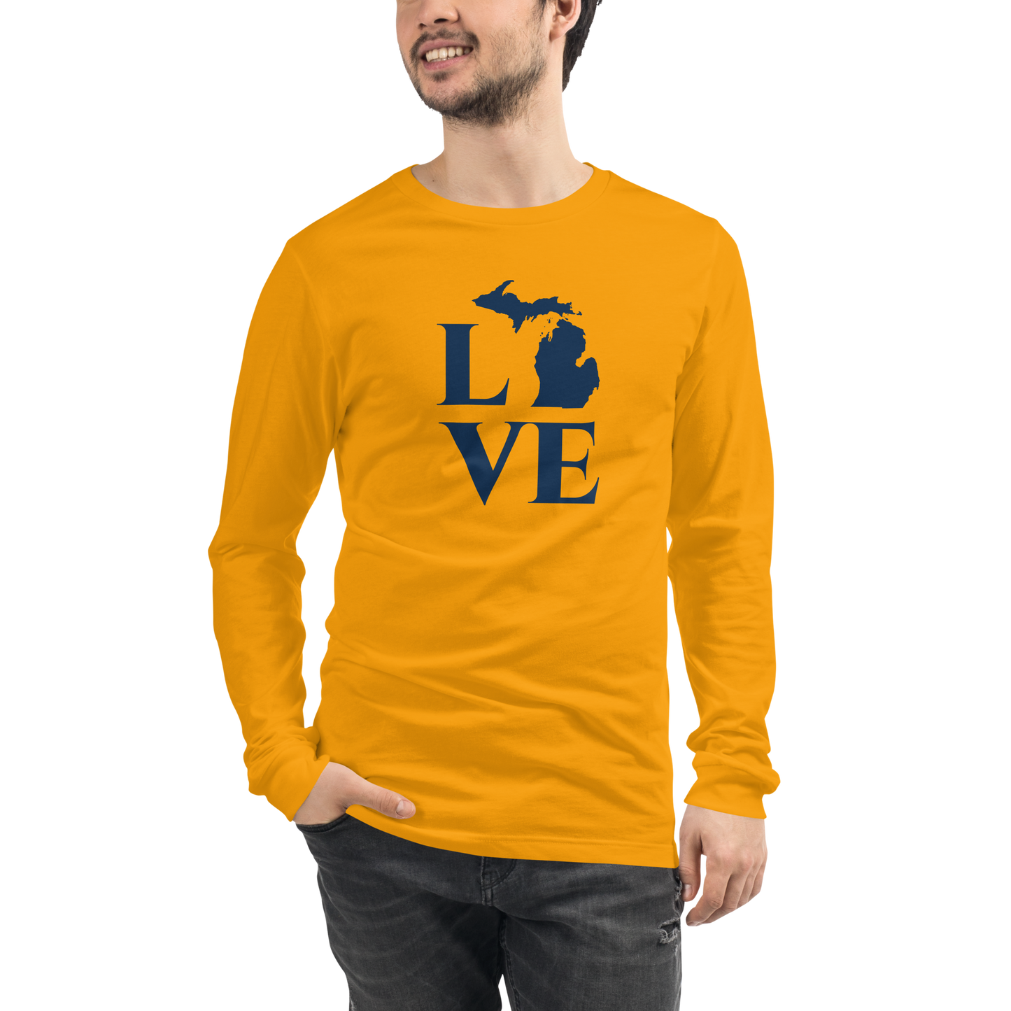 Michigan 'Love' T-Shirt (Roman Serif Font) | Unisex Long Sleeve