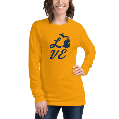 Michigan 'Love' T-Shirt (Retro Script Font) | Unisex Long Sleeve