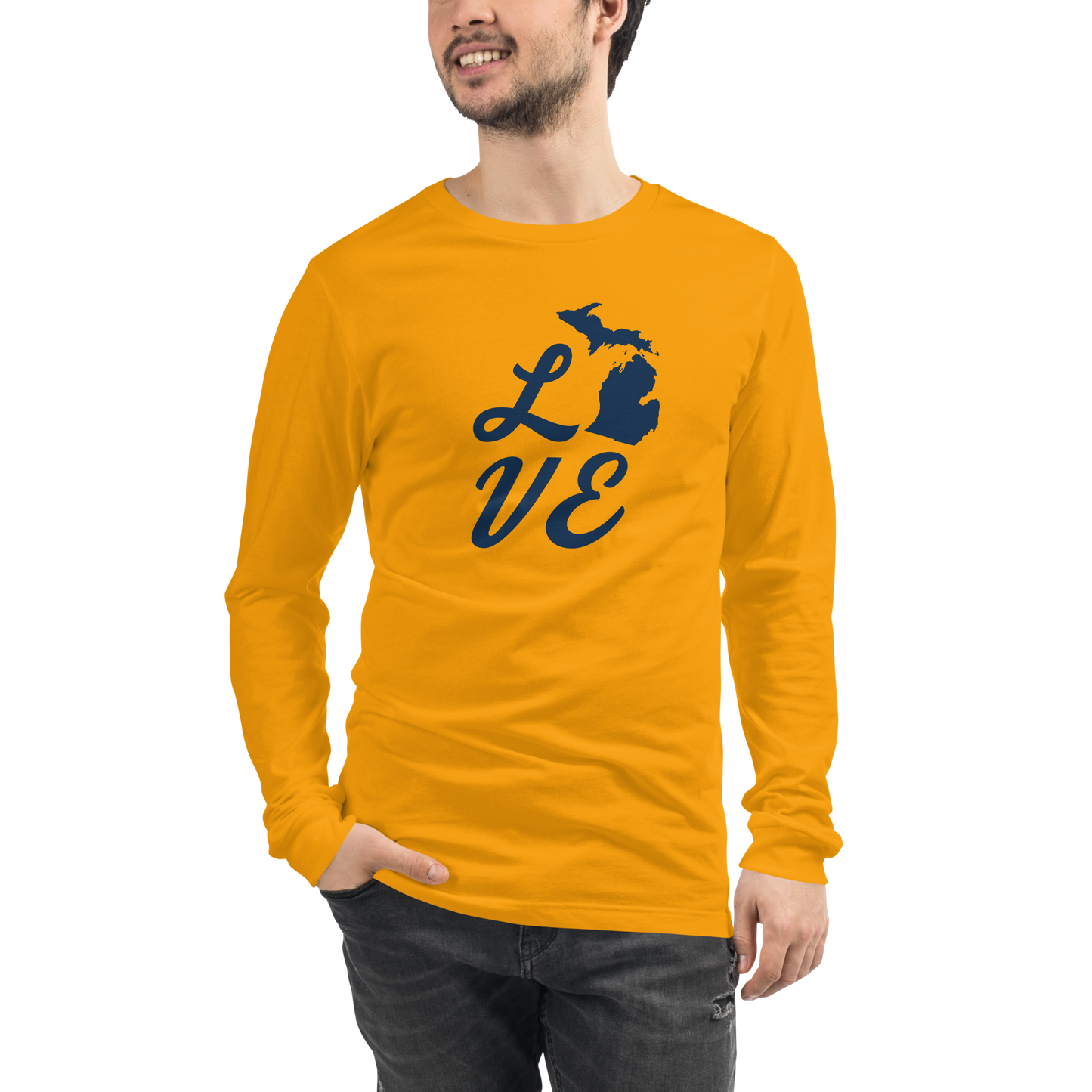 Michigan 'Love' T-Shirt (Retro Script Font) | Unisex Long Sleeve