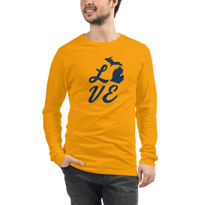 Michigan 'Love' T-Shirt (Retro Script Font) | Unisex Long Sleeve