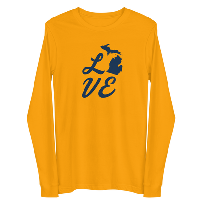 Michigan 'Love' T-Shirt (Retro Script Font) | Unisex Long Sleeve