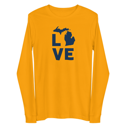 Michigan 'Love' T-Shirt (Geometric Sans Font) | Unisex Long Sleeve