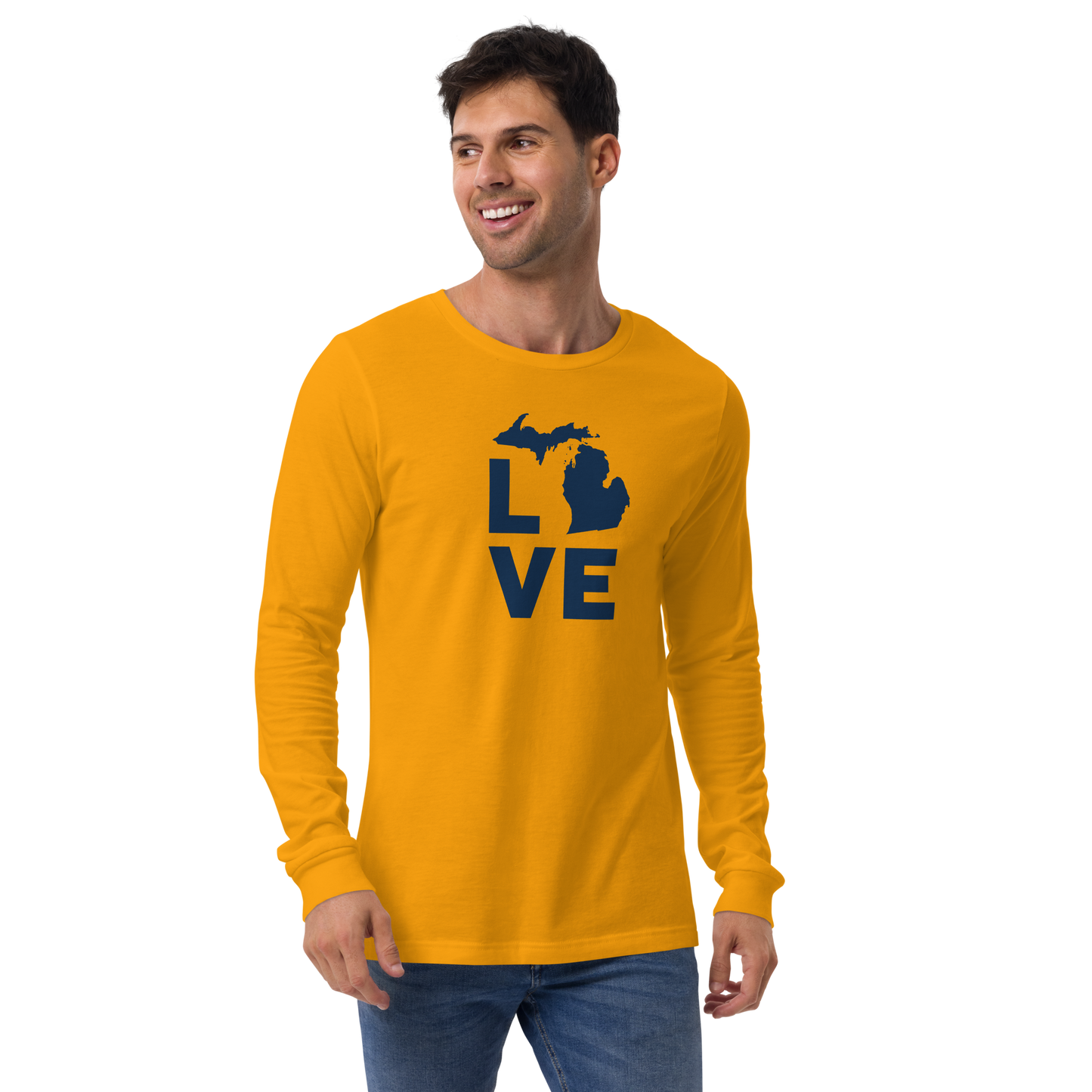 Michigan 'Love' T-Shirt (Geometric Sans Font) | Unisex Long Sleeve