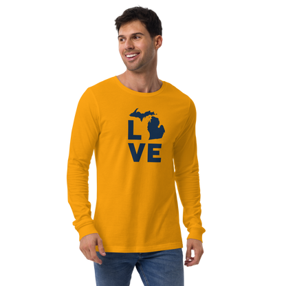 Michigan 'Love' T-Shirt (Geometric Sans Font) | Unisex Long Sleeve